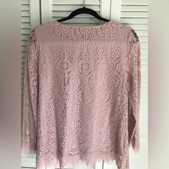 Adrianna Papell pink lace 3/4 sleeve top - Picture 5 of 5